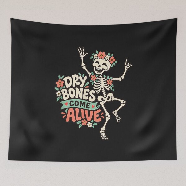Item preview, Dry Bones Come Alive Dancing Skeleton Floral Retro Groovy designed and sold by abig-eiyana.