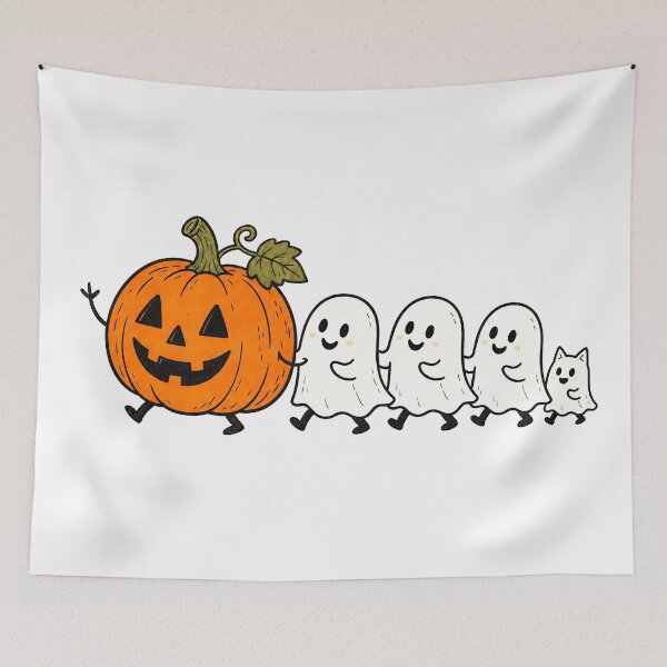 Item preview, Cute Ghost Parade Halloween Cat Design designed and sold by VibePrintsHub.