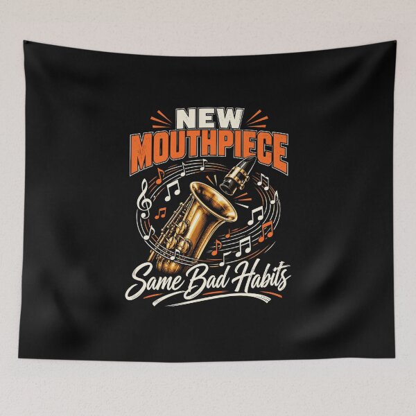 Item preview, mouthpiece jazz saxophone music with bold retro style designed and sold by anapldv.