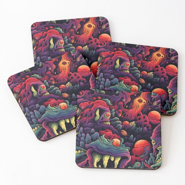 Item preview, Psychedelic Alien Monster Repeat Pattern Colorful Cosmic Horror Halloween designed and sold by JRRTs.