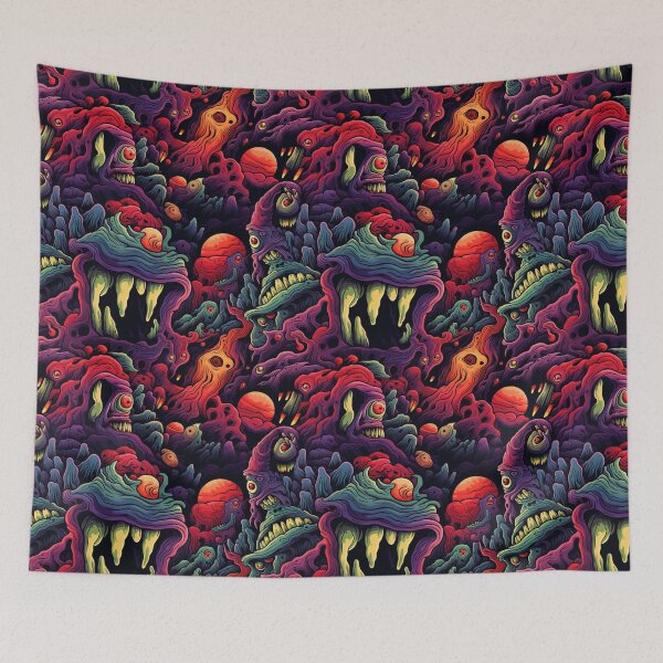 Item preview, Psychedelic Alien Monster Repeat Pattern Colorful Cosmic Horror Halloween designed and sold by JRRTs.