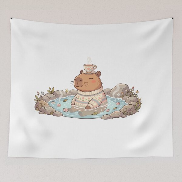 Item preview, Capybara Drinking Tea Cozy Cottagecore Cute Animal designed and sold by Arc2020.