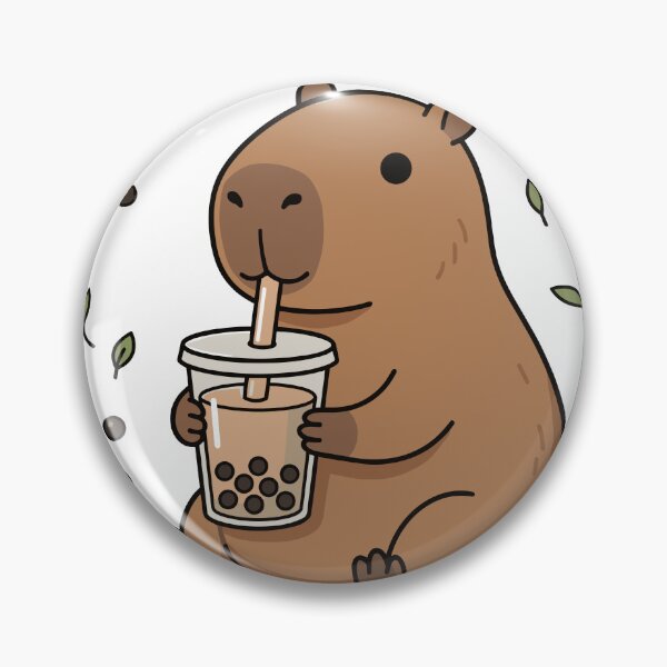 Item preview, Capybara Boba Tea Leaves Illustration designed and sold by Ranpict.
