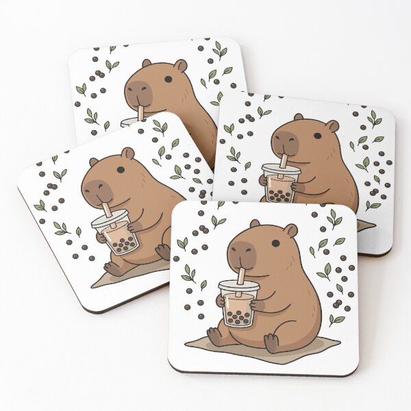 Item preview, Capybara Boba Tea Leaves Illustration designed and sold by Ranpict.