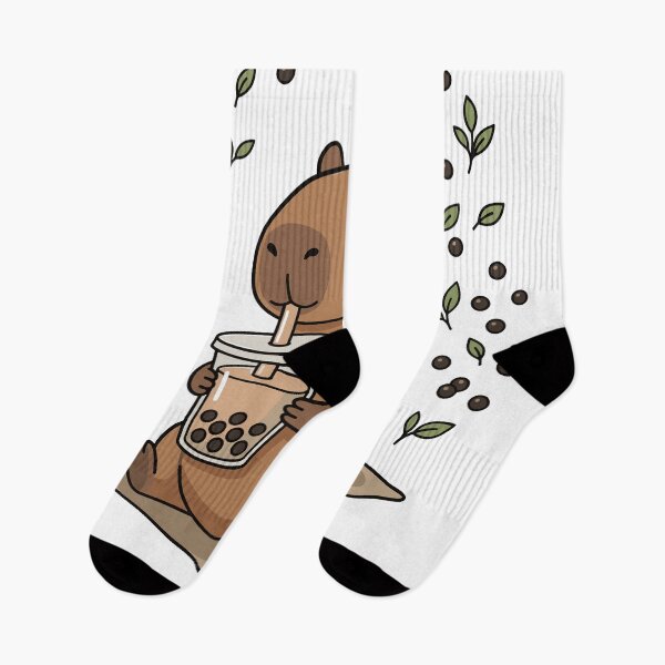 Item preview, Capybara Boba Tea Leaves Illustration designed and sold by Ranpict.