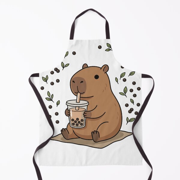 Item preview, Capybara Boba Tea Leaves Illustration designed and sold by Ranpict.