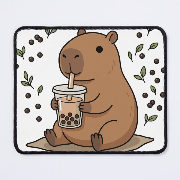 Item preview, Capybara Boba Tea Leaves Illustration designed and sold by Ranpict.