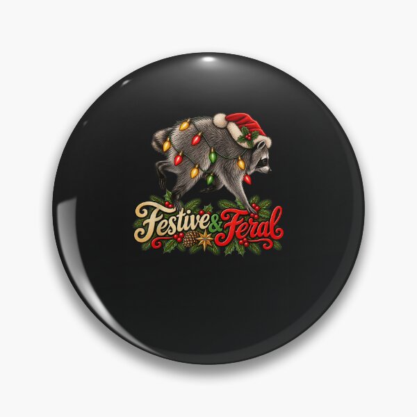 Item preview, Festive and Feral Raccoon Christmas Santa Hat Lights Funny Xmas designed and sold by abig-eiyana.