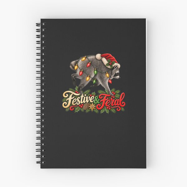 Item preview, Festive and Feral Raccoon Christmas Santa Hat Lights Funny Xmas designed and sold by abig-eiyana.