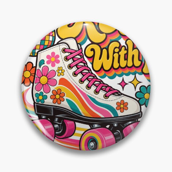 Item preview, Roll With It Retro Roller Skates 70s Disco Flowers designed and sold by LongIslandDesgn.