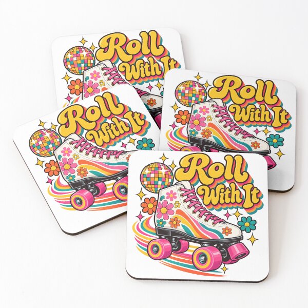 Item preview, Roll With It Retro Roller Skates 70s Disco Flowers designed and sold by LongIslandDesgn.