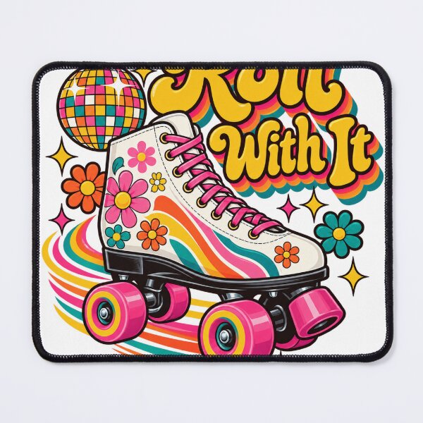Item preview, Roll With It Retro Roller Skates 70s Disco Flowers designed and sold by LongIslandDesgn.