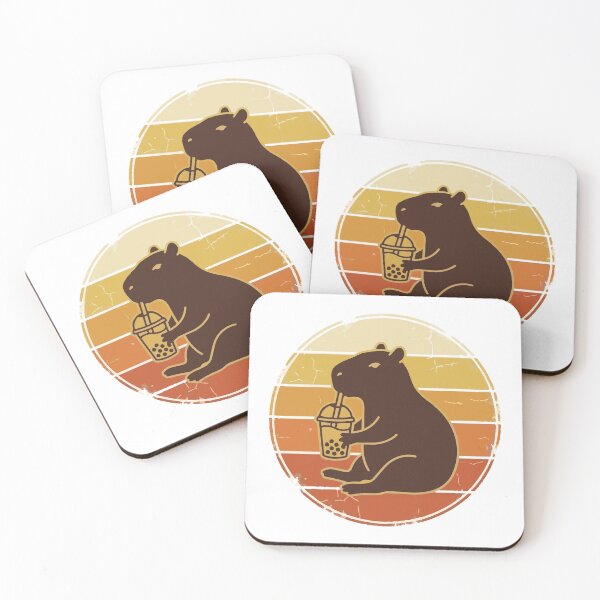 Item preview,  Vintage Capybara Drinking Matcha Retro 70s Sunset designed and sold by Arc2020.