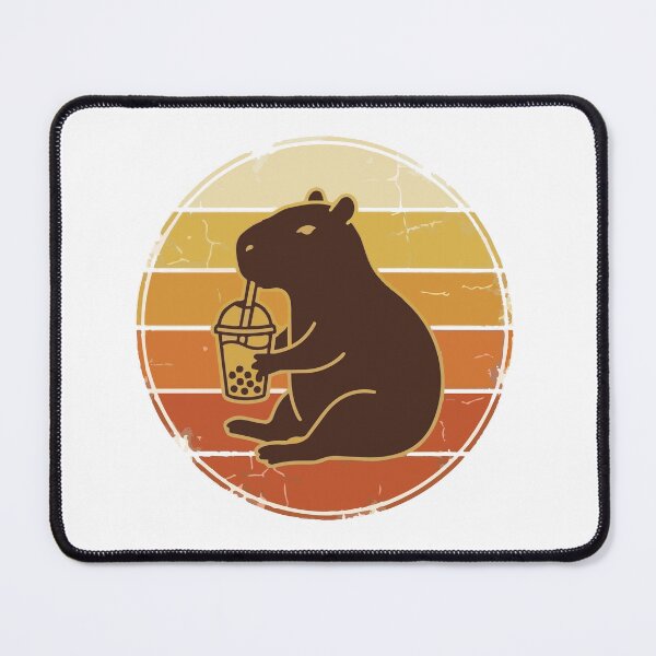 Item preview, Vintage Capybara Drinking Matcha Retro 70s Sunset designed and sold by Arc2020.