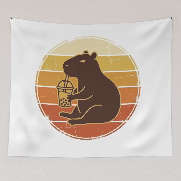 Item preview,  Vintage Capybara Drinking Matcha Retro 70s Sunset designed and sold by Arc2020.