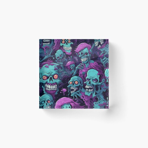 Item preview, Neon Punk Zombie Skull Pattern Colorful Gothic Halloween Horror designed and sold by JRRTs.