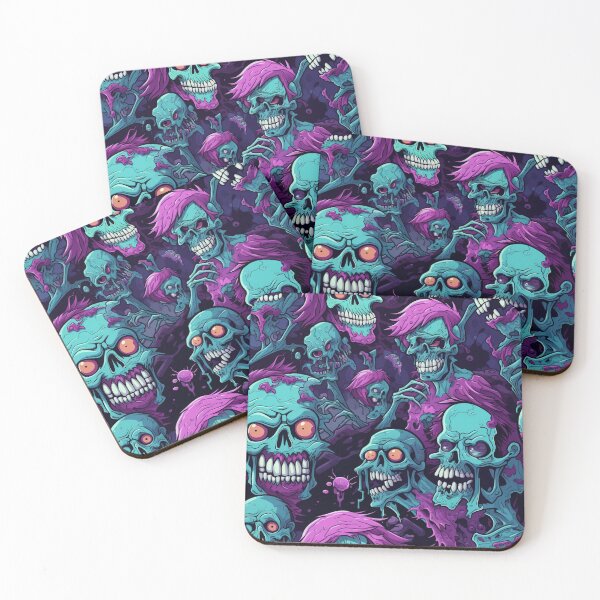 Item preview, Neon Punk Zombie Skull Pattern Colorful Gothic Halloween Horror designed and sold by JRRTs.