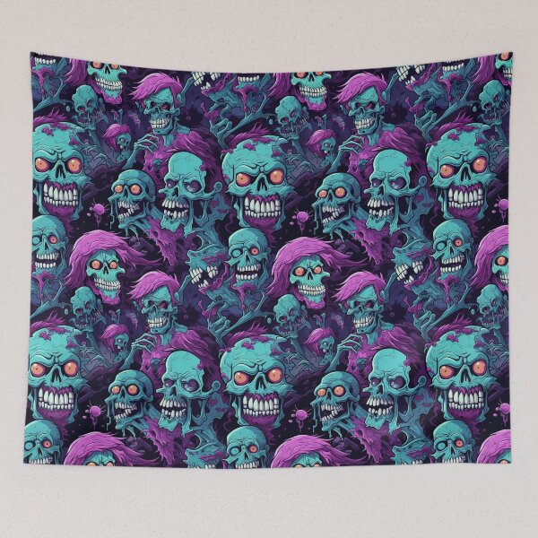 Item preview, Neon Punk Zombie Skull Pattern Colorful Gothic Halloween Horror designed and sold by JRRTs.