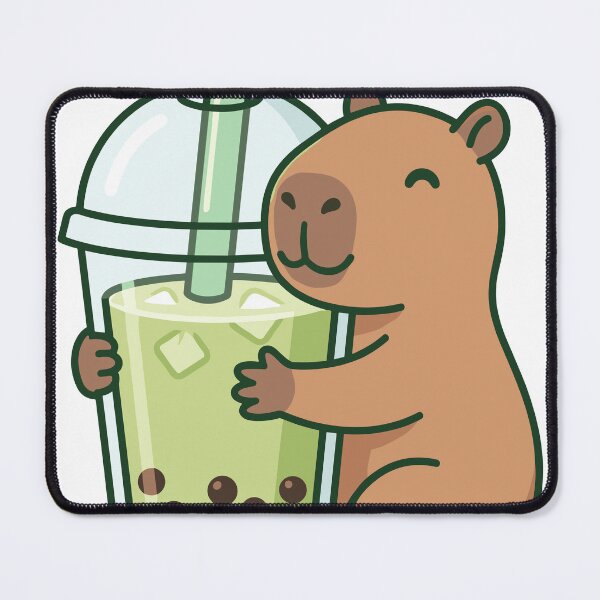 Item preview, Capybara Hugging Matcha Boba Tea designed and sold by Ranpict.