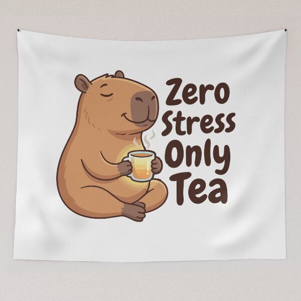 Item preview, Zero Stress Only Tea Funny Capybara Quote Aesthetic designed and sold by Arc2020.