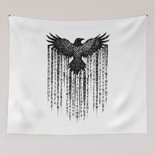 Item preview, Viking Raven Wings Vintage Honour Runes Norse Mythology designed and sold by GrandeDuc.