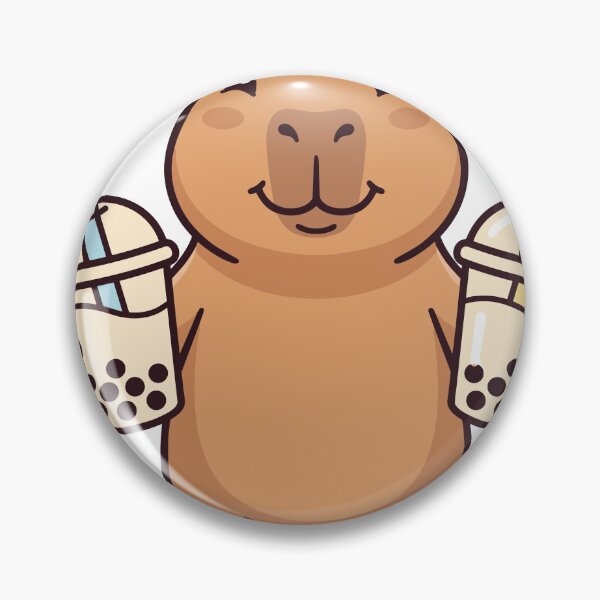 Item preview, Happy Capybara Holding Two Boba Teas designed and sold by Ranpict.