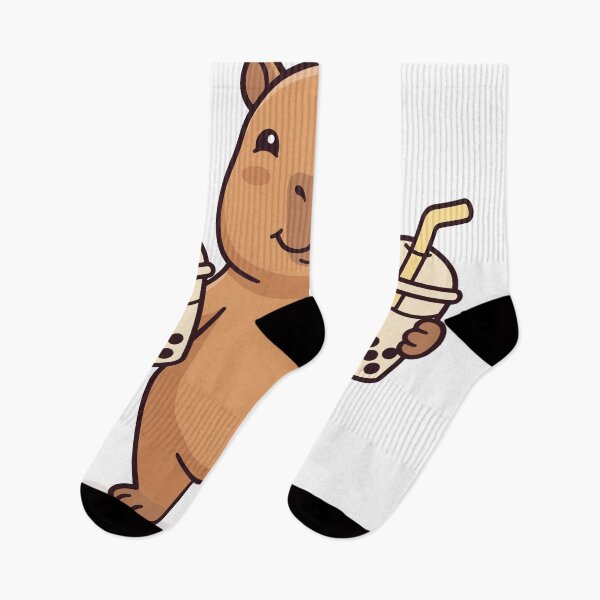 Item preview, Happy Capybara Holding Two Boba Teas designed and sold by Ranpict.