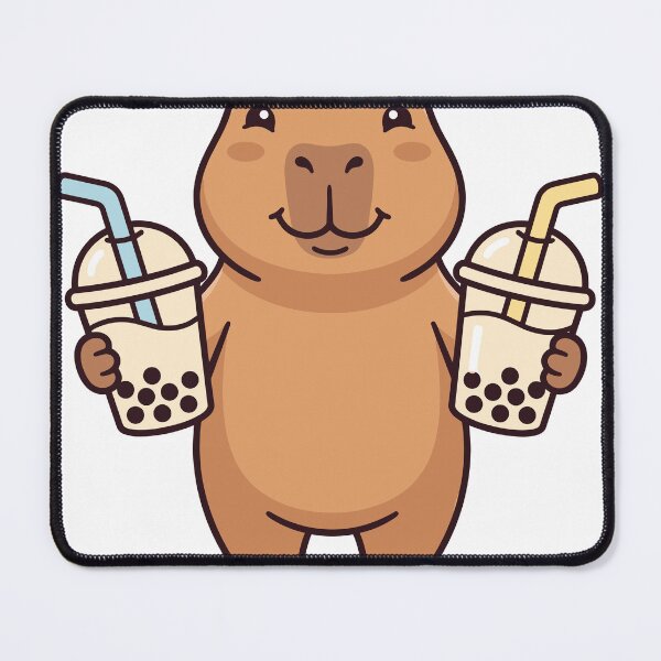 Item preview, Happy Capybara Holding Two Boba Teas designed and sold by Ranpict.