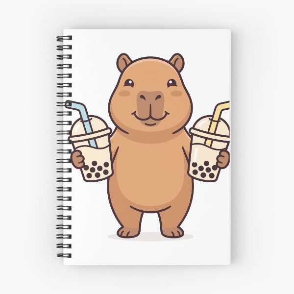 Item preview, Happy Capybara Holding Two Boba Teas designed and sold by Ranpict.