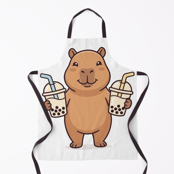 Item preview, Happy Capybara Holding Two Boba Teas designed and sold by Ranpict.