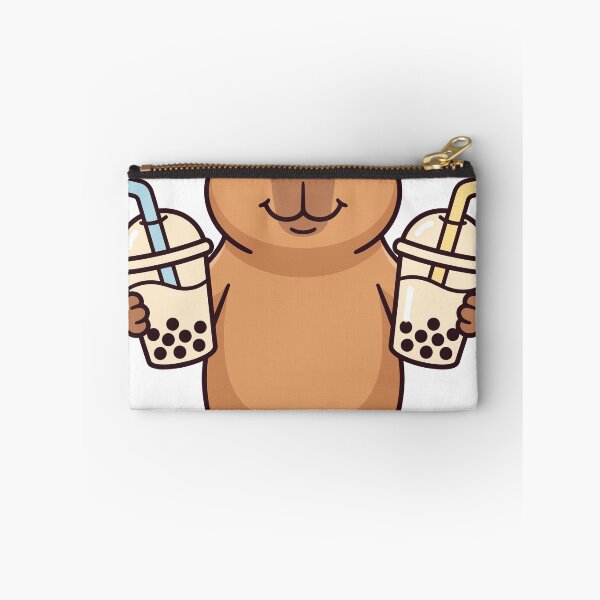 Item preview, Happy Capybara Holding Two Boba Teas designed and sold by Ranpict.