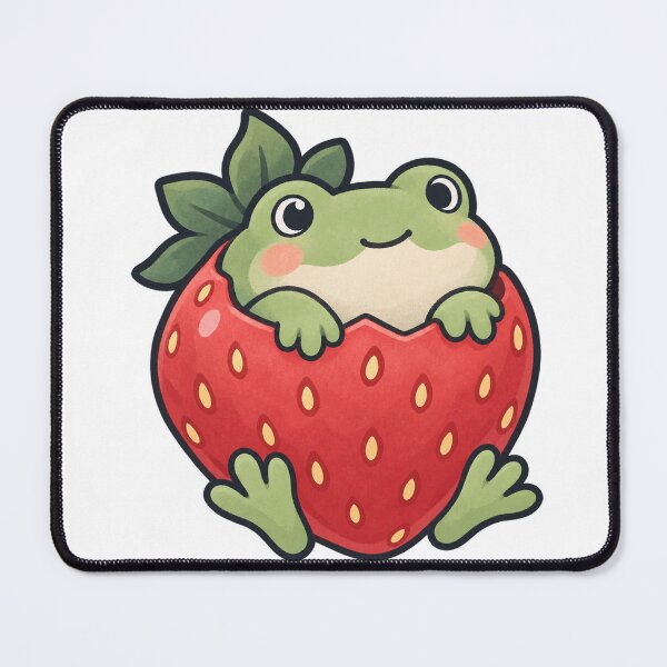 Item preview, Cute kawaii strawberry frog in strawberry cottagecore designed and sold by LongIslandDesgn.