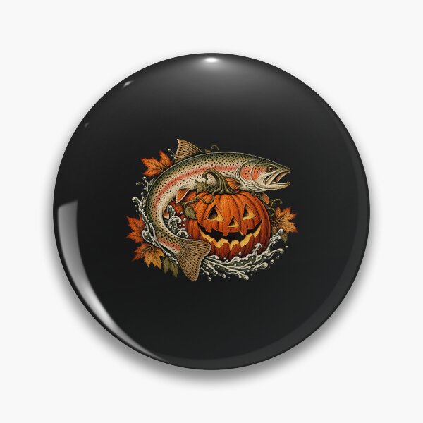 Item preview, Spooky Trout Fish Pumpkin Fall Fishing Halloween Fisherman Art designed and sold by abig-eiyana.