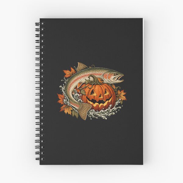 Item preview, Spooky Trout Fish Pumpkin Fall Fishing Halloween Fisherman Art designed and sold by abig-eiyana.