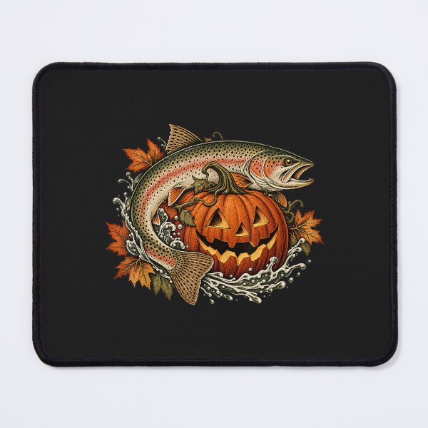 Item preview, Spooky Trout Fish Pumpkin Fall Fishing Halloween Fisherman Art designed and sold by abig-eiyana.