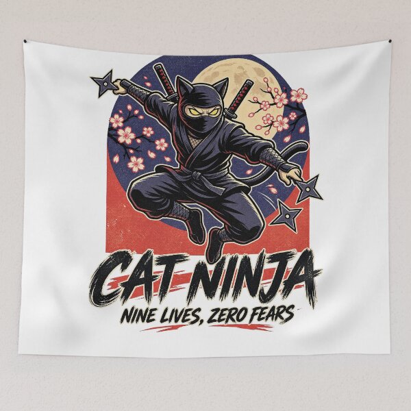 Item preview, Cat Ninja Nine Lives Zero Fears designed and sold by tollaru.