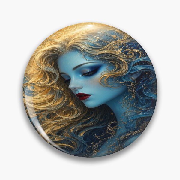 Item preview, Celestial Blue & Gold Goddess | Ethereal Cosmic Fantasy Woman designed and sold by A-T-H.