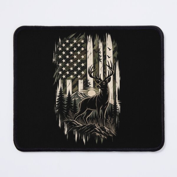 Item preview, Patriotic American Hunter Deer Outdoors USA Flag designed and sold by drawwiika+44.