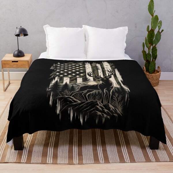 Item preview, Patriotic American Hunter Deer Outdoors USA Flag designed and sold by drawwiika+44.