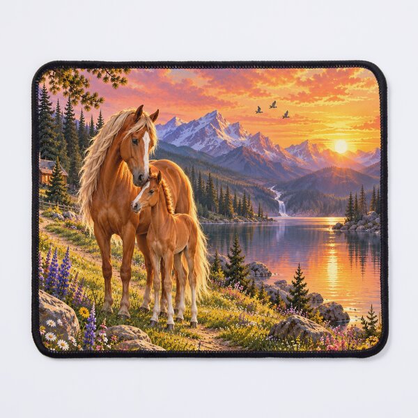 Item preview, Mare with foal at the mountain lake designed and sold by _ARLUNA_.
