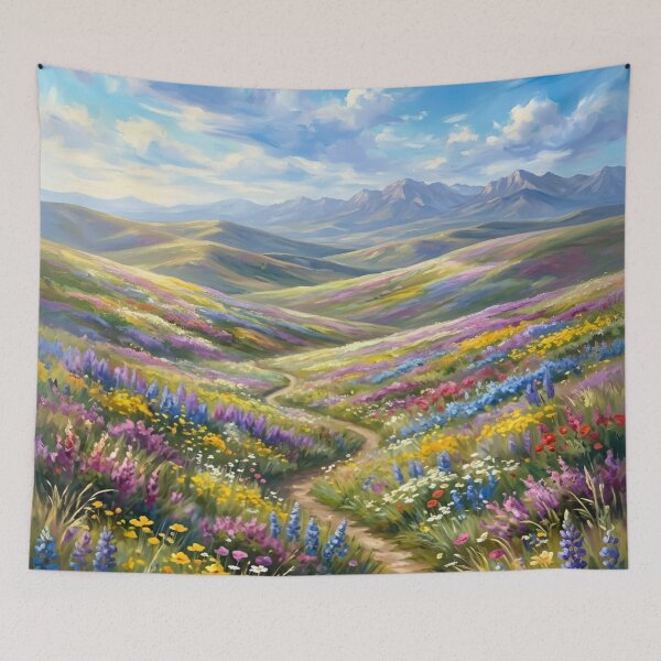 Item preview, Where The Wildflowers Meet The Mountains Gustav Klimt Flower Garden Nature Painting Landscape Scenery Digital Illustration designed and sold by Matt_Smith.