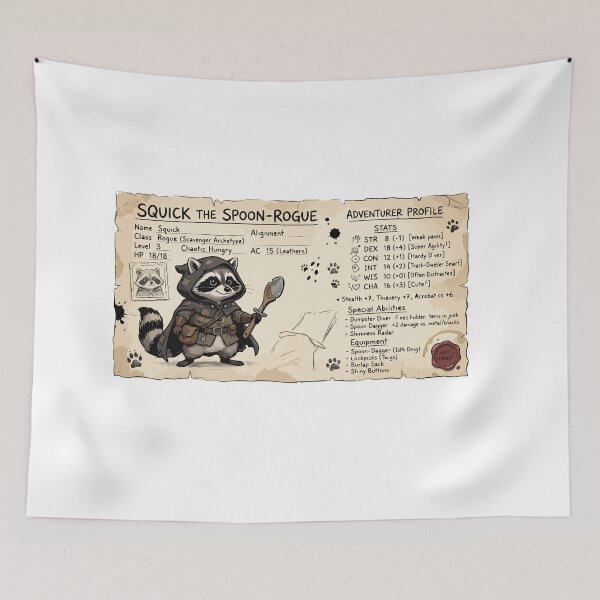 Item preview, Raccoon Trash Goblin RPG Character Sheet Funny DND designed and sold by Arc2020.