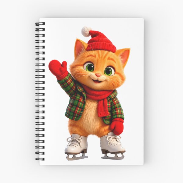 Item preview, Ginger Joy On Ice - Pixar Style Christmas Kitten Ice Skating | Cute Kitten with Santa Hat, Plaid Jacket & Red Mittens designed and sold by HoMya.