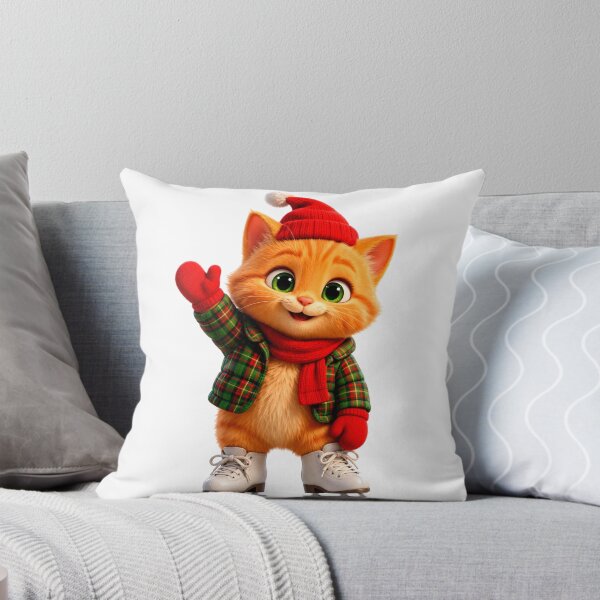Item preview, Ginger Joy On Ice - Pixar Style Christmas Kitten Ice Skating | Cute Kitten with Santa Hat, Plaid Jacket & Red Mittens designed and sold by HoMya.