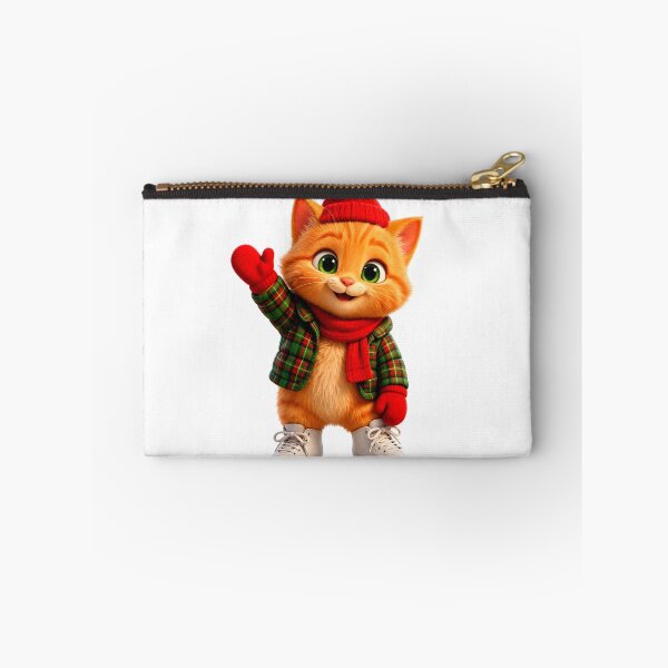 Item preview, Ginger Joy On Ice - Pixar Style Christmas Kitten Ice Skating | Cute Kitten with Santa Hat, Plaid Jacket & Red Mittens designed and sold by HoMya.