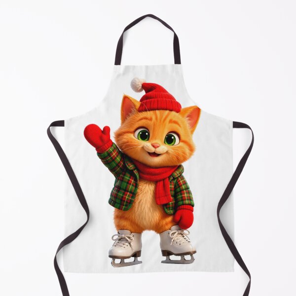 Item preview, Ginger Joy On Ice - Pixar Style Christmas Kitten Ice Skating | Cute Kitten with Santa Hat, Plaid Jacket & Red Mittens designed and sold by HoMya.