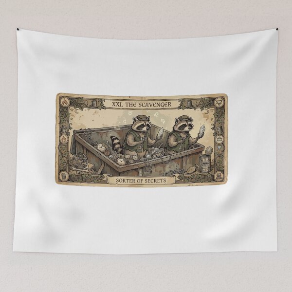 Item preview, Raccoon Tarot Card The Trash Goblin Occunt Meme designed and sold by Arc2020.