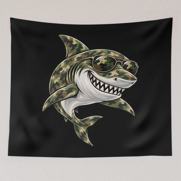 Item preview, Camouflage Shark Sunglasses Ocean Predator designed and sold by drawwiika+44.