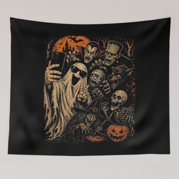 Item preview, Retro Halloween Monster Selfie - Halloween Monsters - Ghost Selfie  designed and sold by KravinaPhol.