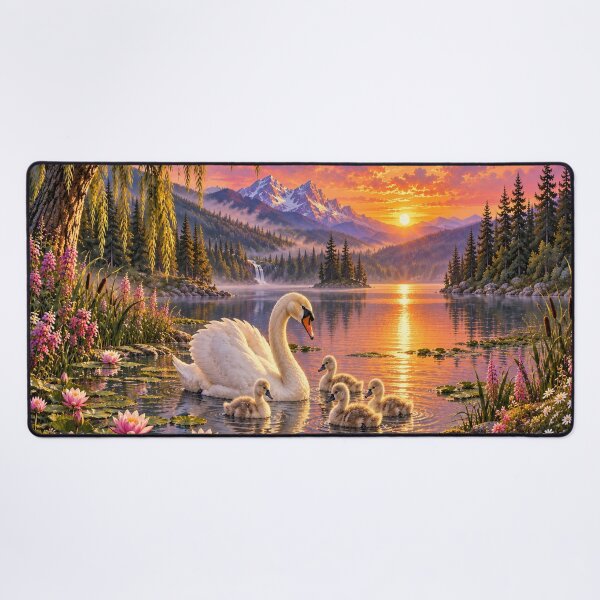 Item preview, Swan family at the mountain lake designed and sold by _ARLUNA_.
